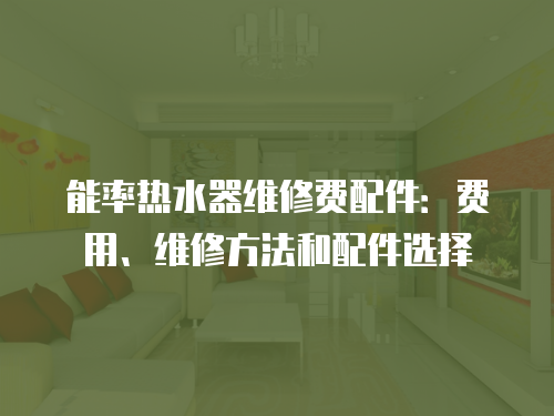 能率熱水器維修費(fèi)配件：費(fèi)用、維修方法和配件選擇
