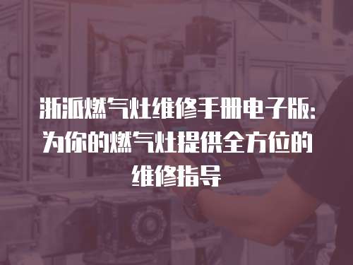 浙派燃氣灶維修手冊電子版：為你的燃氣灶提供全方位的維修指導