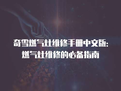 奇雪燃氣灶維修手冊中文版：燃氣灶維修的必備指南
