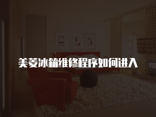 美菱冰箱維修程序如何進入
