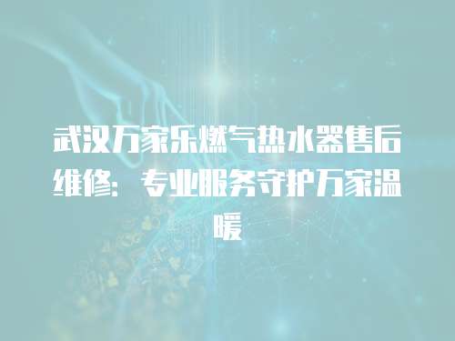 武漢萬家樂燃氣熱水器售后維修：專業服務守護萬家溫暖