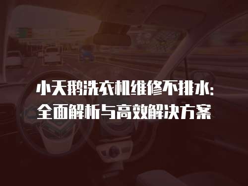 小天鵝洗衣機維修不排水：全面解析與高效解決方案